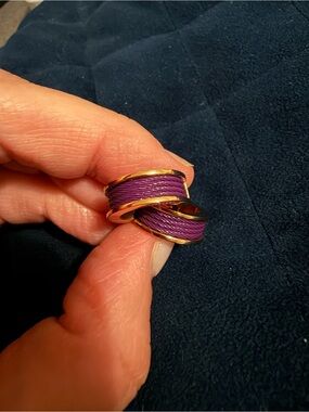 Charriol Forever Cable Huggie Hoop Earrings in Purple